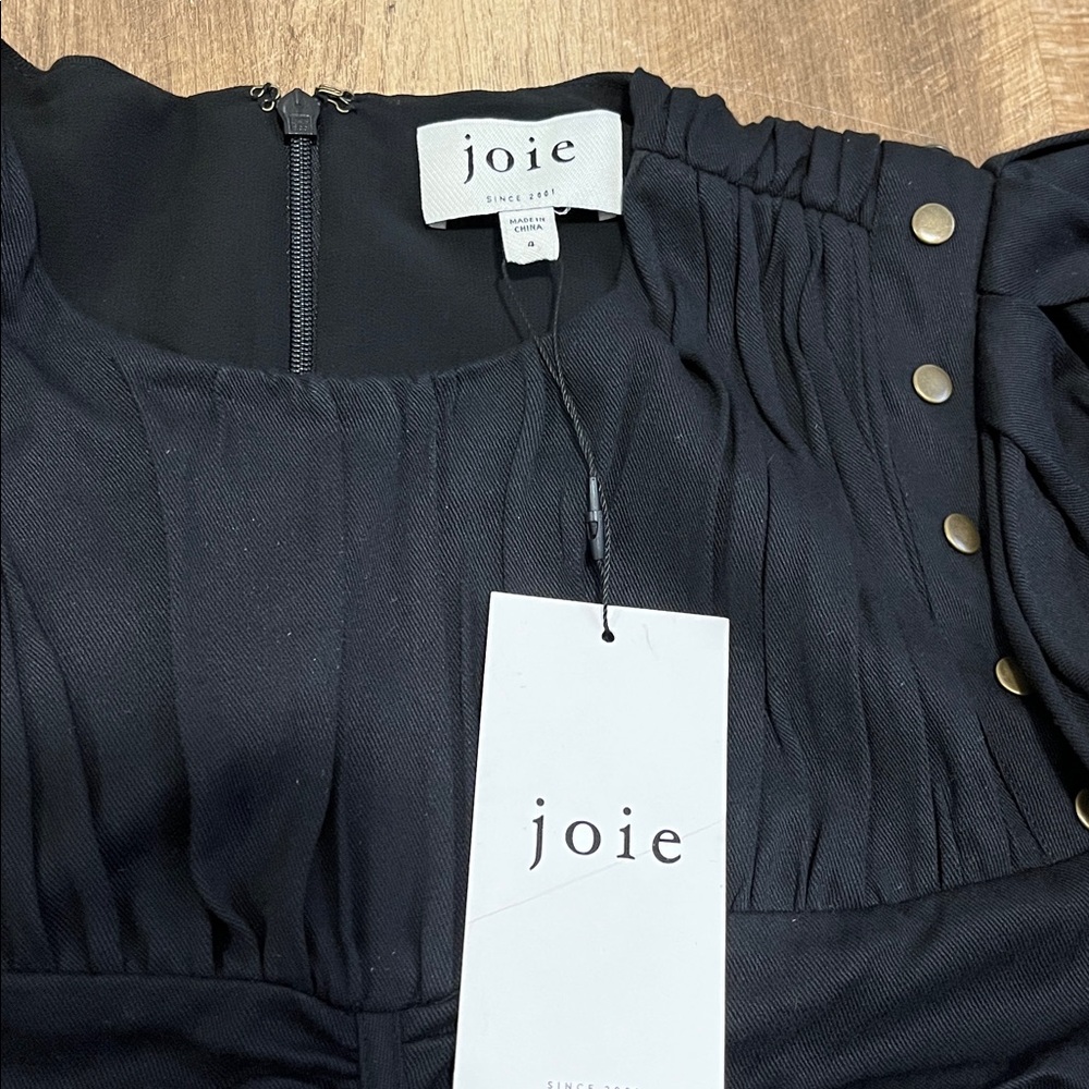 Joie Foster Mini Dress Elegant Black Ruffle Dress Size 4 - Picture 9 of 12